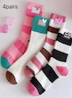 ۴ جفت جوراب زنانه طرح قلب راه راه  (43 تا 36) (TAR-20-SHEIN)