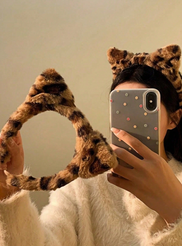 هدبند طرح پلنگی طرح گوش گربه (TAR-13-SHEIN)