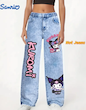 شلوار جین دخترانه طرح کرومی SANRIO ( 7 تا 14 سال) (TAR-37-TM)