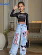 شلوار جین دخترانه طرح کرومی SANRIO ( 7 تا 14 سال) (TAR-37-TM)