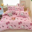ست سه تکه روتختی صورتی طرح Hello Kitty با پاپیون (Peg-77-TM)