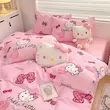 ست سه تکه روتختی صورتی طرح Hello Kitty با پاپیون (Peg-77-TM)