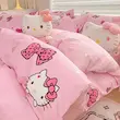 ست سه تکه روتختی صورتی طرح Hello Kitty با پاپیون (Peg-77-TM)