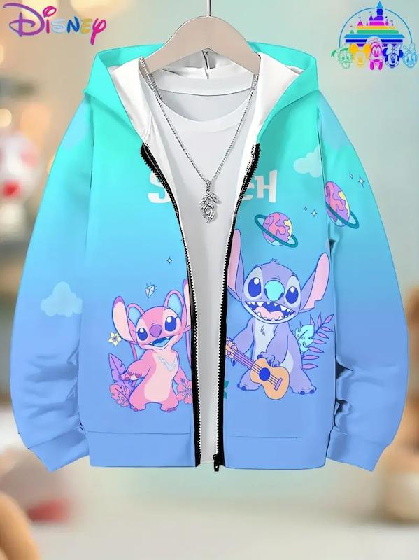 هودی دخترانه کلاه‌دار طرح استیچ (7- 14 سال) (sar-26-TM)