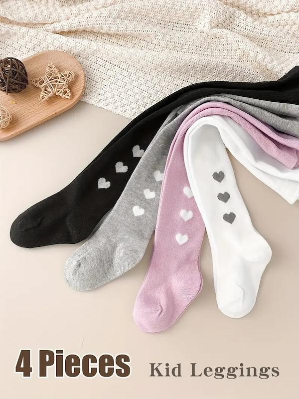 جوراب شلواری دخترانه 4 عددی طرح قلب (sar-32-TM)