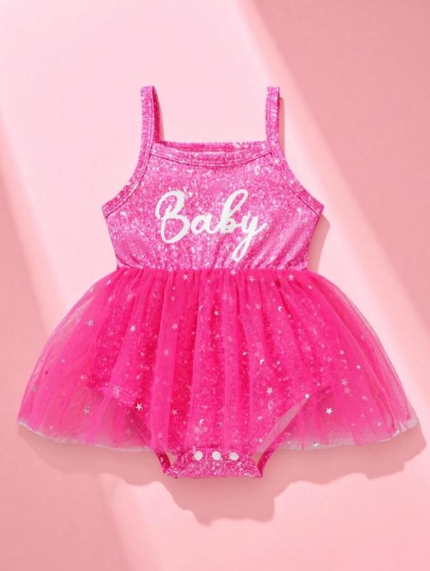 پیراهن سرهمی باربی نوزادی دخترانه (نوزادی تا 9 ماه) (naf.shein.26.24)