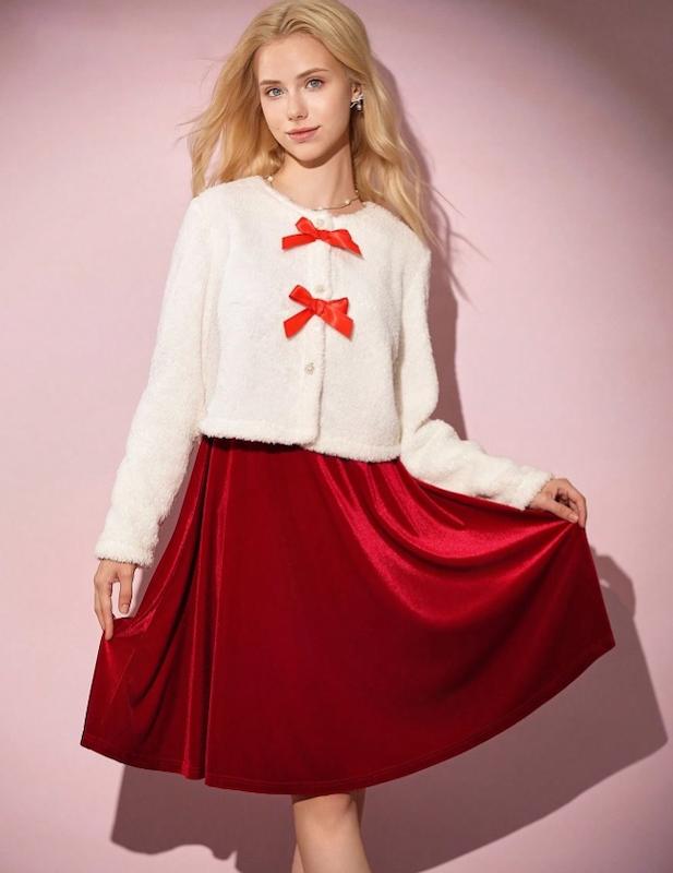 ست دوتیکه ژاکت بافتنی و پیراهن نوجوان دخترانه (13 تا 16 سال) (naf.shein.66.02)