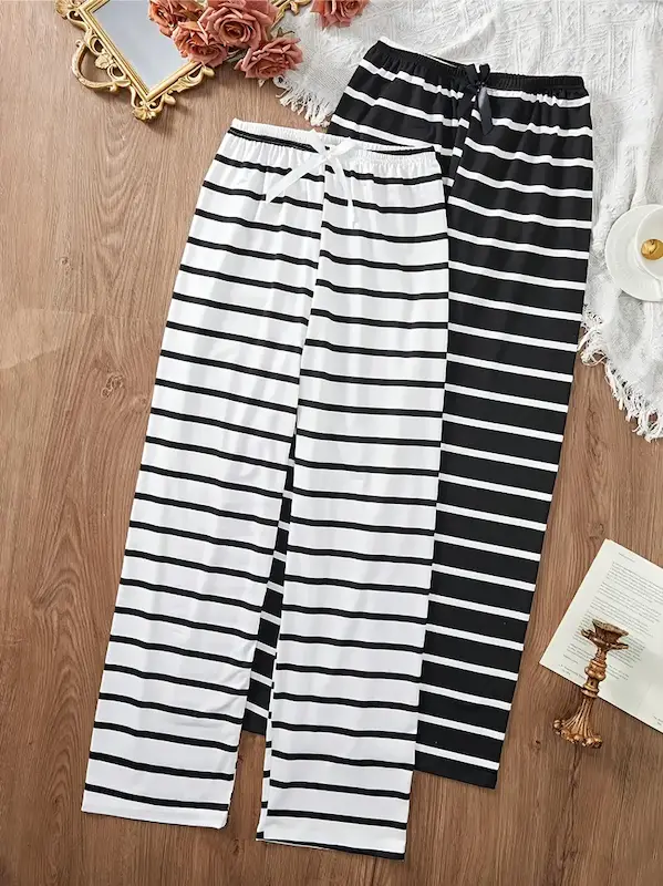 ست دو‌تایی شلوار خواب زنانه طرح راه‌راه (Peg-35-TM)