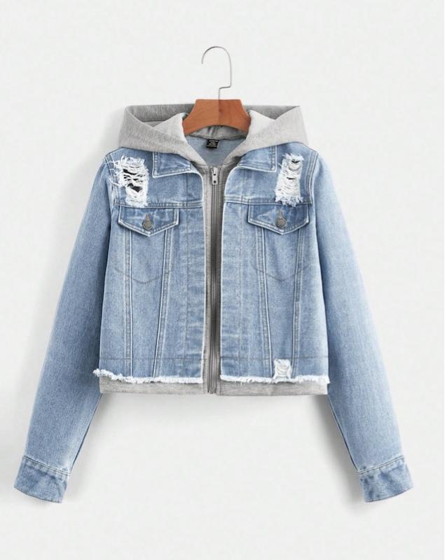 ژاکت جین کلاه دار نوجوان دخترانه (8 تا 14 سال) (naf.shein.115.50)