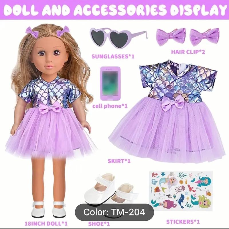 عروسك ٤٥.٧٢ سانتي متري با لباس تور بنفش (HED-79.19-TM)