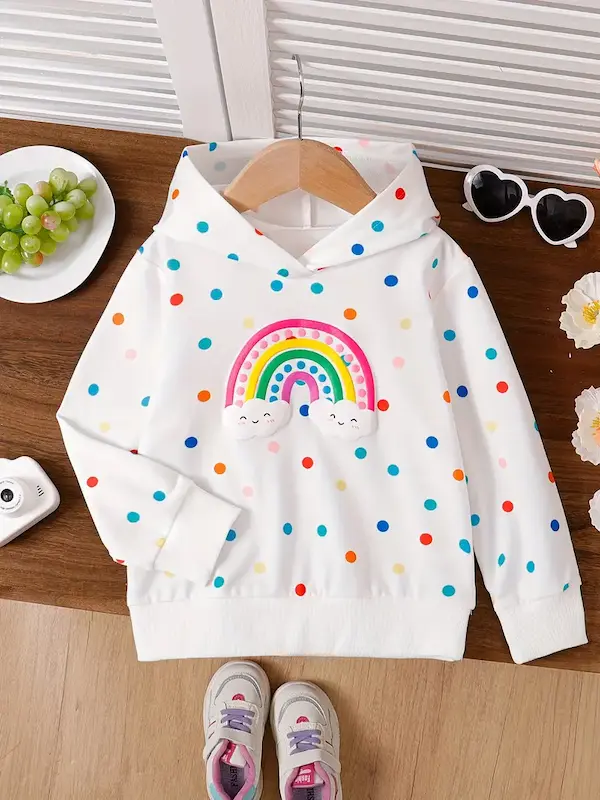 هودی دخترانه آستین‌بلند با طرح رنگین‌کمان(3 تا 7سال) (Peg-24-TM)