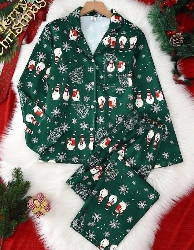 ست دوتیکه لباس خواب و شلوار راحتی طرح کریسمس نوجوان دخترانه (13 تا 16 سال) (naf.shein.75.72)