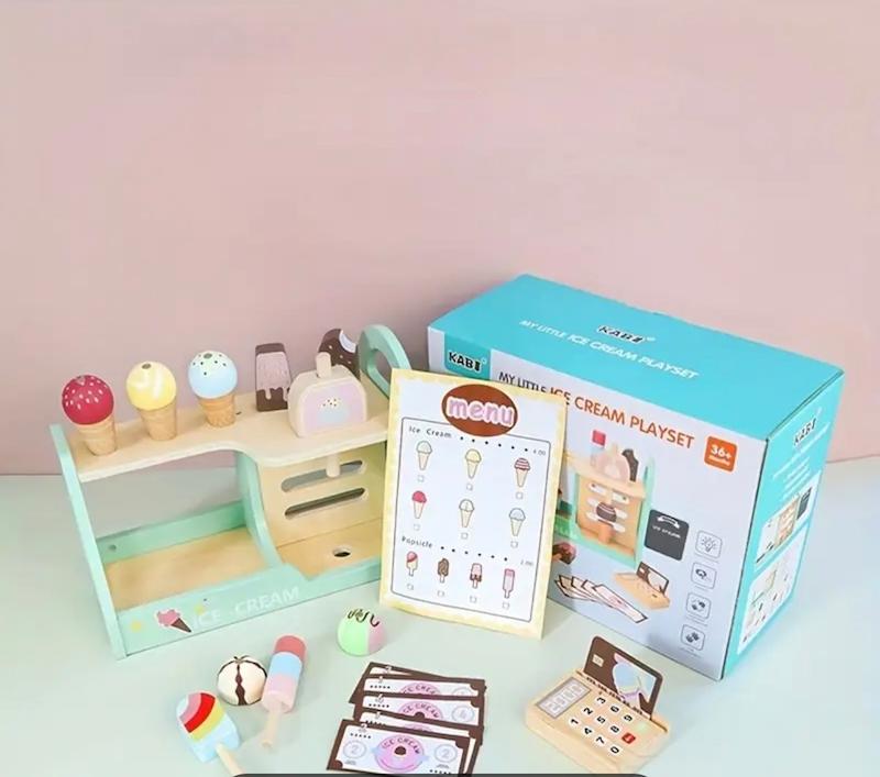 مجموعه بازي چوبي بستني فروشي براي كودكان(HED-123.10-TM)