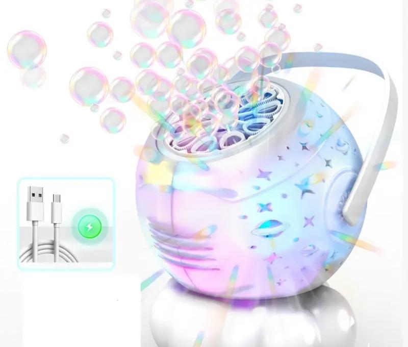 دستگاه حباب ساز قابل شارژ با چراغ‌های LED رنگارنگ (HED-65.53-TM)