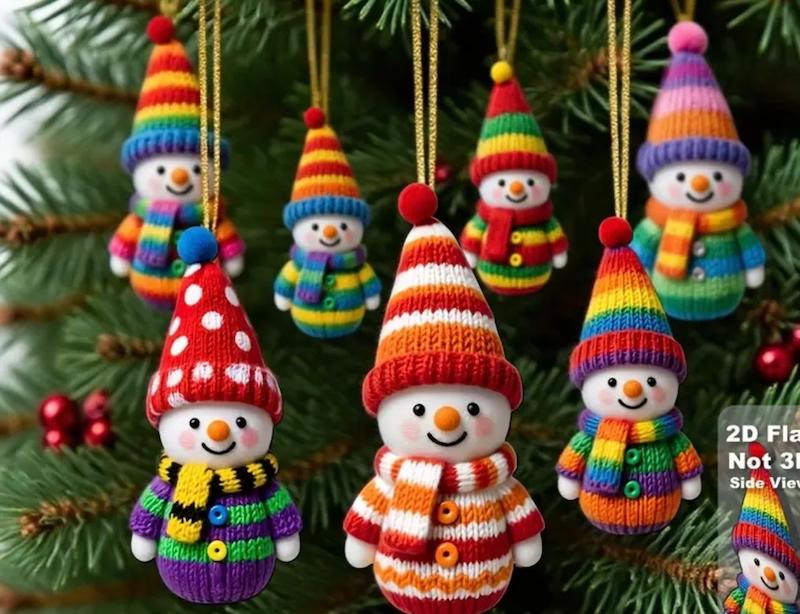 16 عدد زیورآلات چوبی آدم برفی رنگارنگ (HED-13.06-TM)