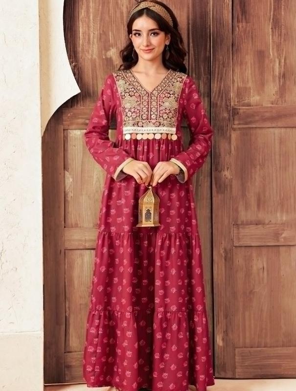 پیراهن مجلسی گلدار نوجوان دخترانه (13 تا 16 سال) (naf.shein.55.63)