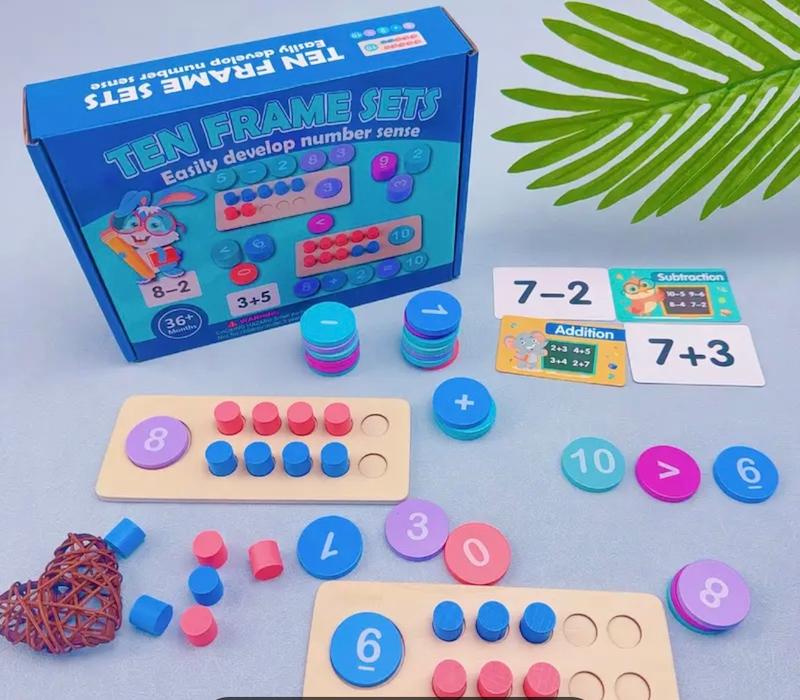 مجموعه‌ای از اسباب‌بازی‌های آموزشی ریاضی ده رقمی چوبی(Hed-29.26-TM)