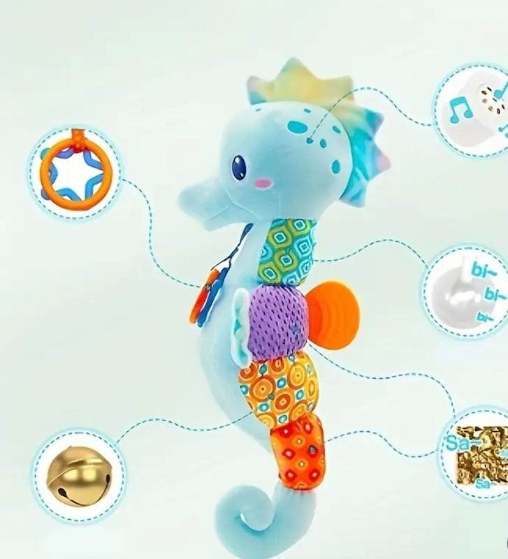 اسباب‌بازی موزیکال نرم و مخملی اسب دریایی(Hed-27.60-TM)