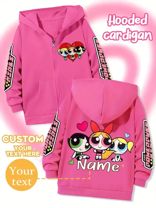 هودی دخترانه با طرح کارتونی(سایز 4 تا 14سال) (Peg-35.53-TM)