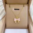 گردنبند زنانه شیک با آویز پاپیونی و نگین شفاف (Peg-8.08-TM)