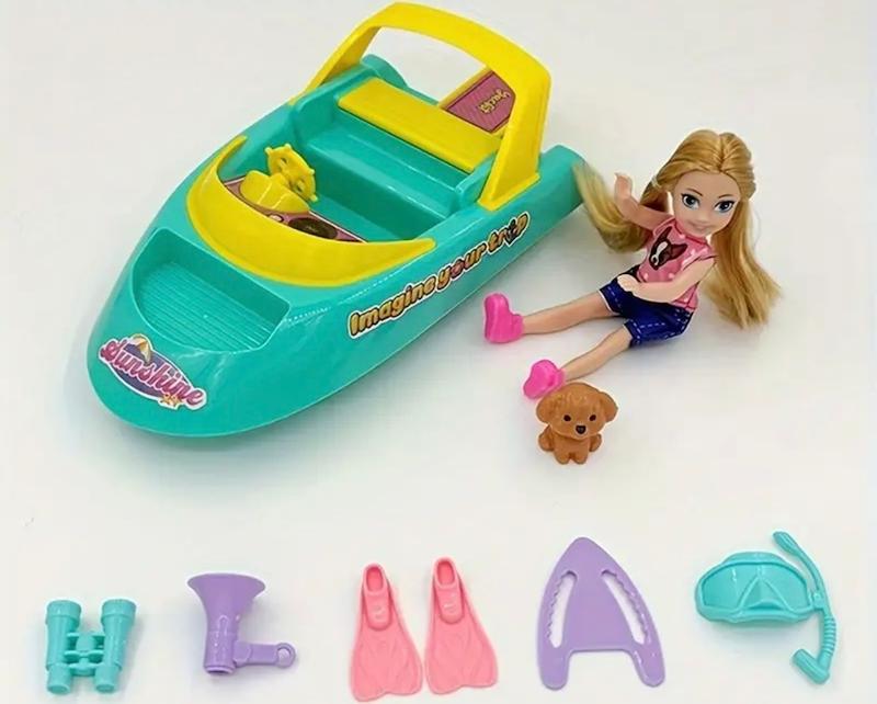 مجموعه اسباببازی عروسکی ۵ اینچی با لوازم جانبی قایق تندرو(Hed-41.26-TM)