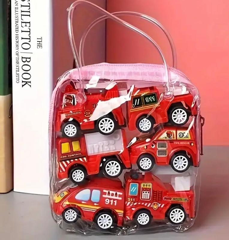 مجموعه 6 عددی ماشین آتش نشانی و ماشین پلیس کارتوني رنگارنگ(Hed-16.50-TM)