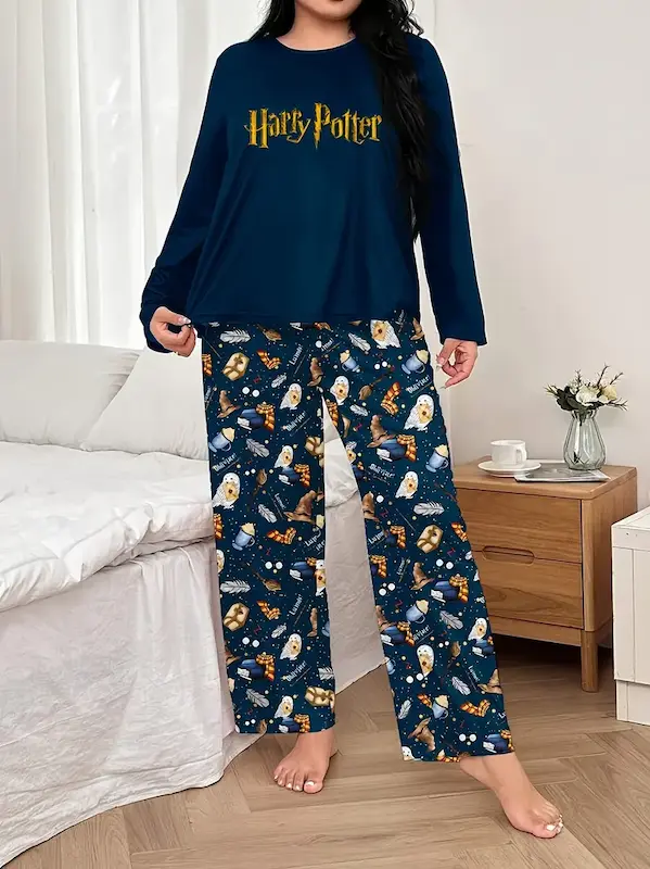 ست لباس خواب زنانه سایز بزرگ هری پاتر(سایز 2XL تا 5XL) (Peg-40-TM)