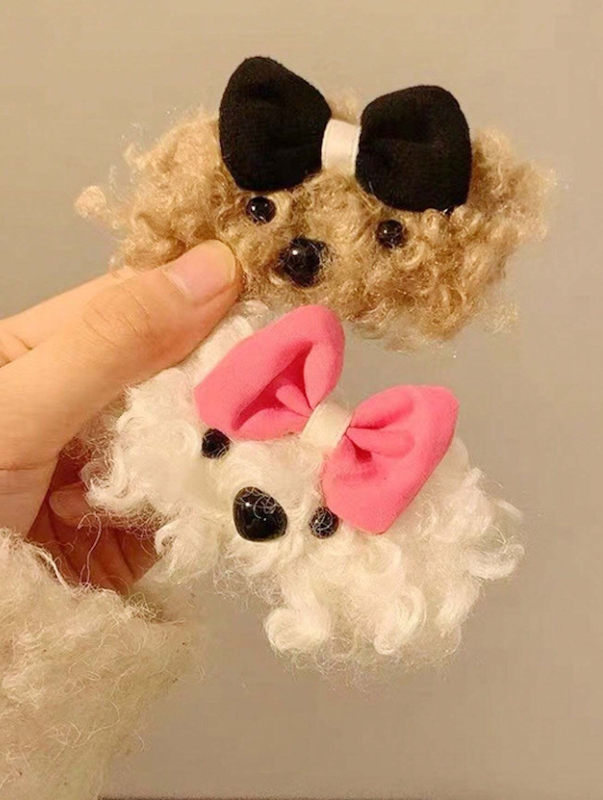 گیره مو دخترانه پشمالو طرح سگ عروسکی (TAR-6-SHEIN)