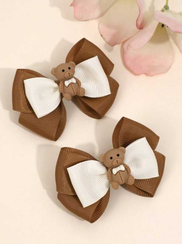 گیره مو دخترانه پاپیونی طرح خرس تدی (TAR-9-SHEIN)