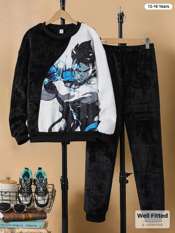 ست 2 تکه لباس و شلوار پسرانه (سن 13 تا 16 سال)(naf.Shein.109.99)