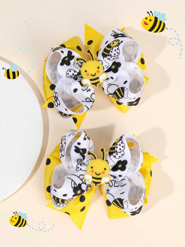 گیره موی دخترانه پاپیونی طرح زنبور عسل فانتزی (TAR-11-SHEIN)