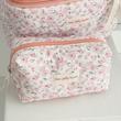 کیف آرایشی مسافرتی مخملی کبریتی صورتی با طرح گل (Peg-12-TM)