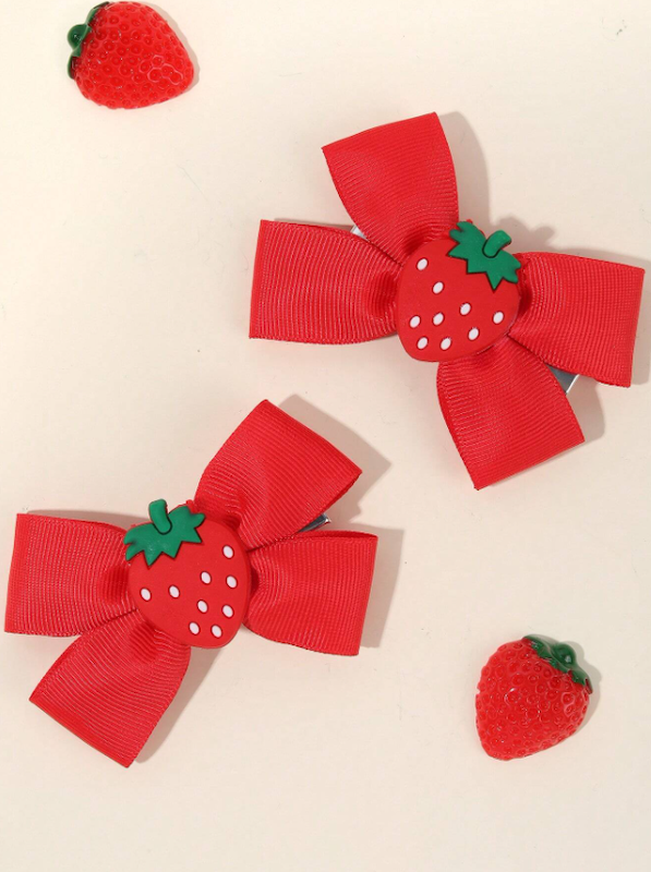  کلیپس موی دخترانه طرح پاپیون و توت فرنگی (TAR-7-SHEIN)