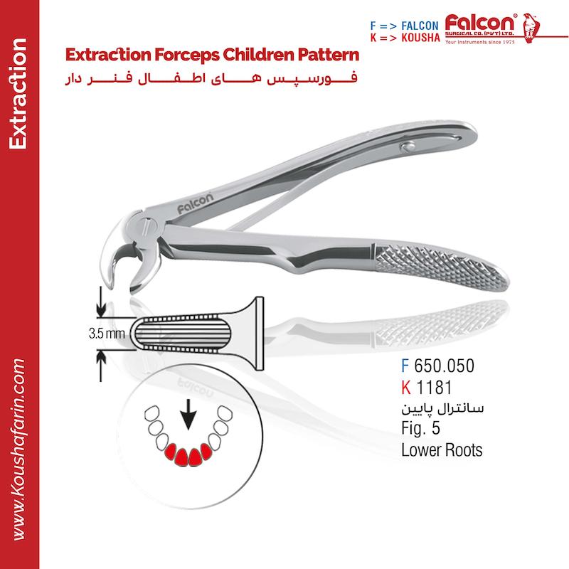فورسپس سانترال بالا اطفال (فنردار)‌ - Falcon (fig:5)