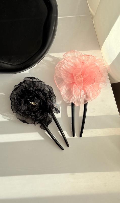 کانزاشی دو‌ شاخه رز صورتی و‌ مشکی🩷🖤