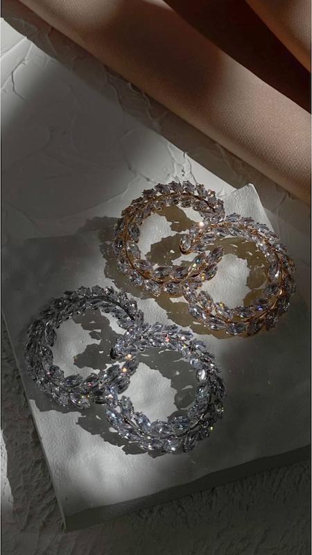 گوشواره جواهری گندمی فول نگین