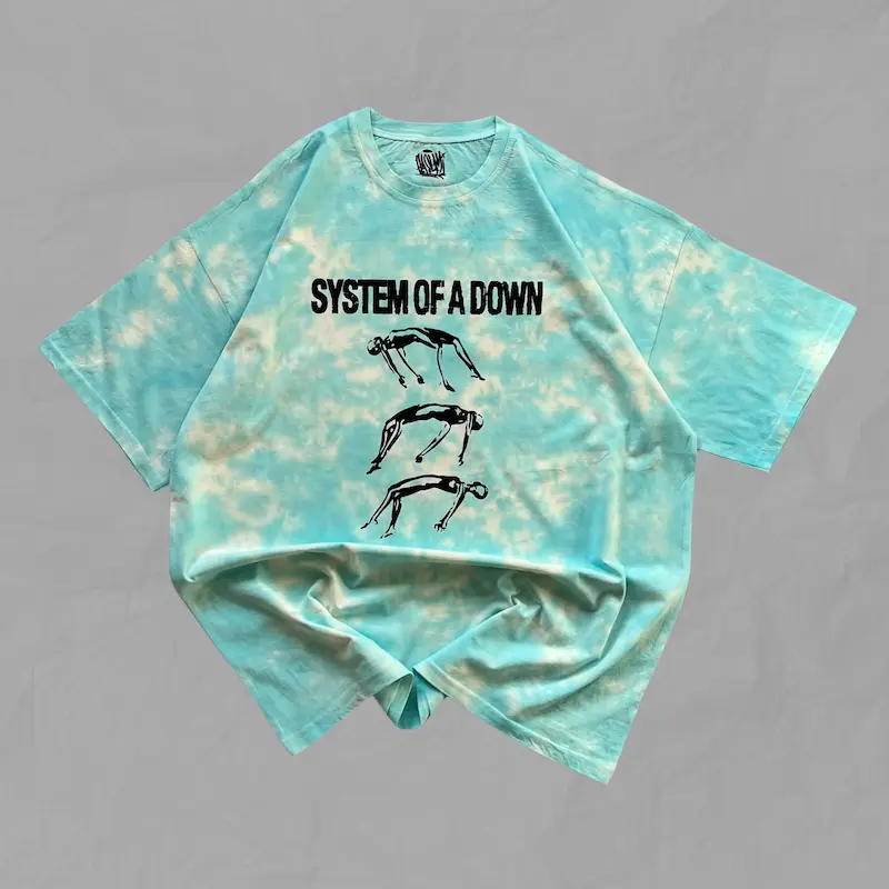 تیشرت آستین کوتاه تایدای System of a down - آبی فیروزه ای روشن