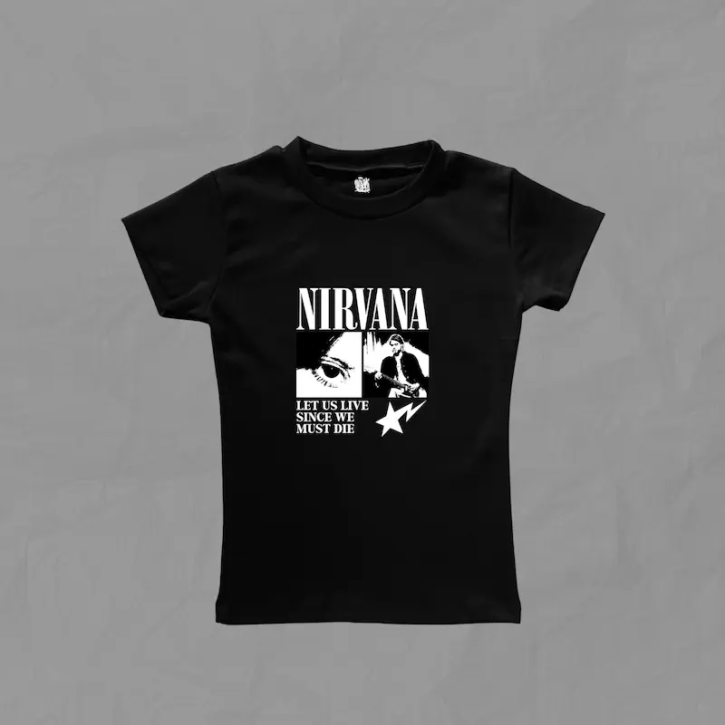تیشرت دخترانه ی فیت Nirvana-Let us live