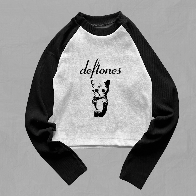 کراپ تیشرت آستین بلند Deftones-Cat