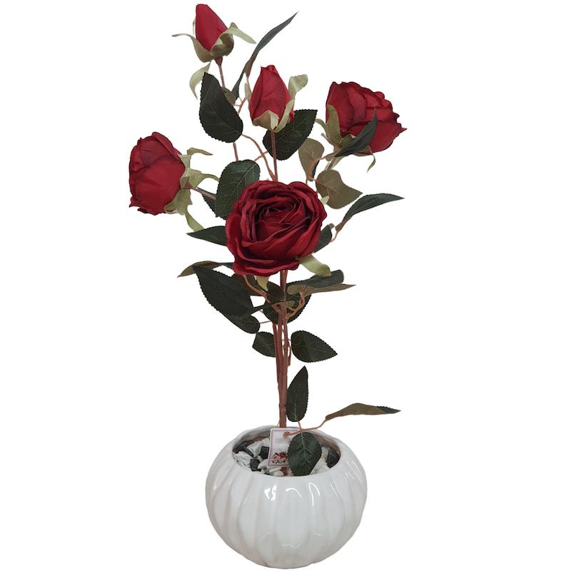 گلدان به همراه گل مصنوعی مدل رز کد 7887