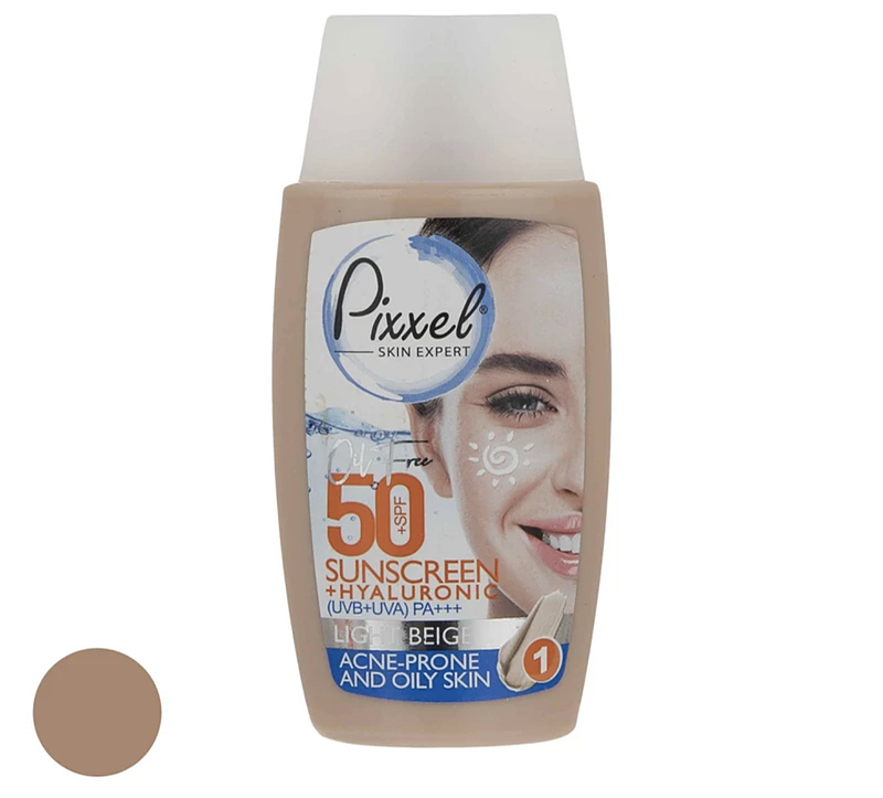 کرم ضد آفتاب رنگی پیکسل 50 SPF مدل LIGHT BEIGE مناسب برای پوست های چرب حجم 50 میلی لیتر