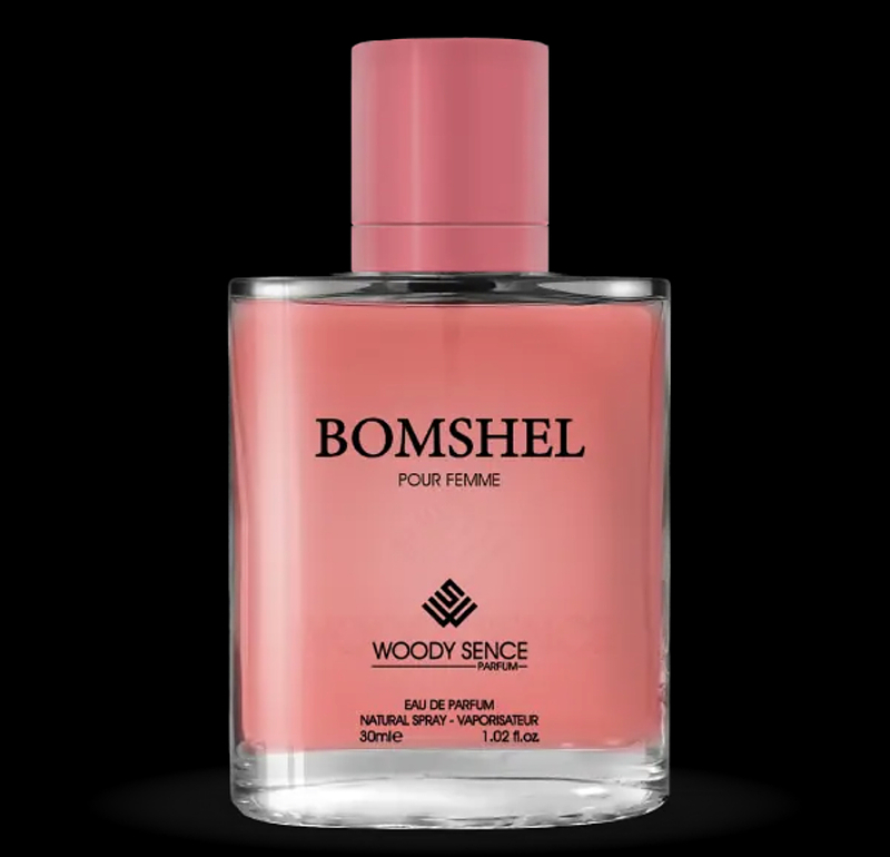 عطر جیبی زنانه وودی سنس مدل بام شل Bomshel