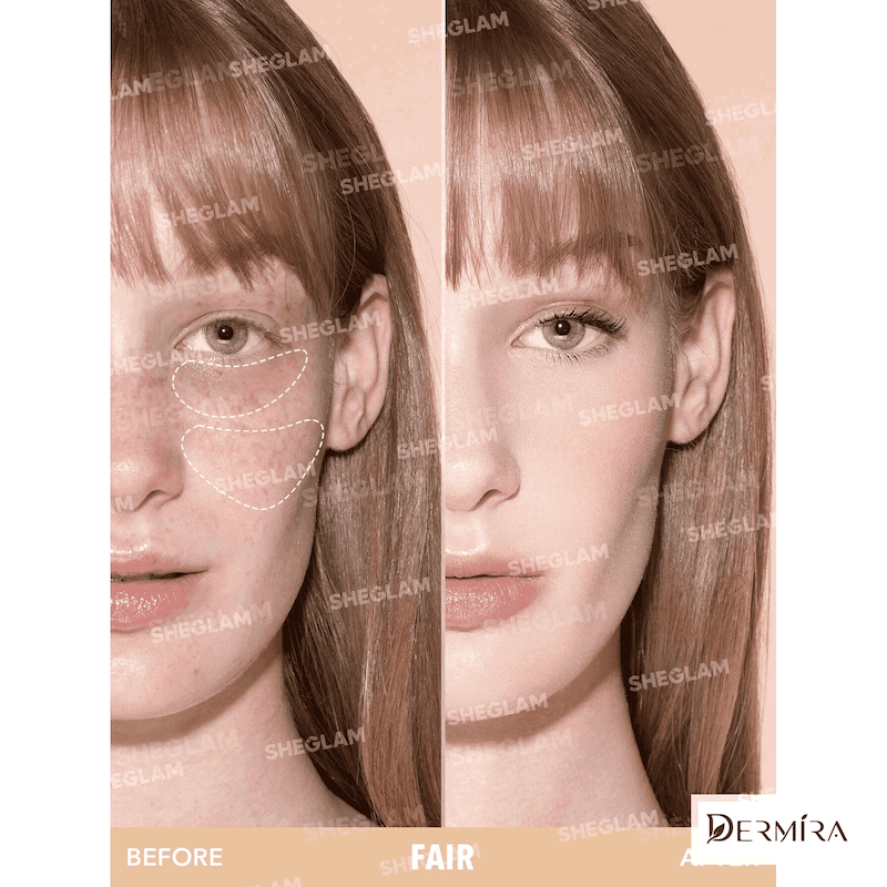 مقایسهٔ قبل و بعد استفاده از کانسیلر فول کاور شیگلم Complexion Boost