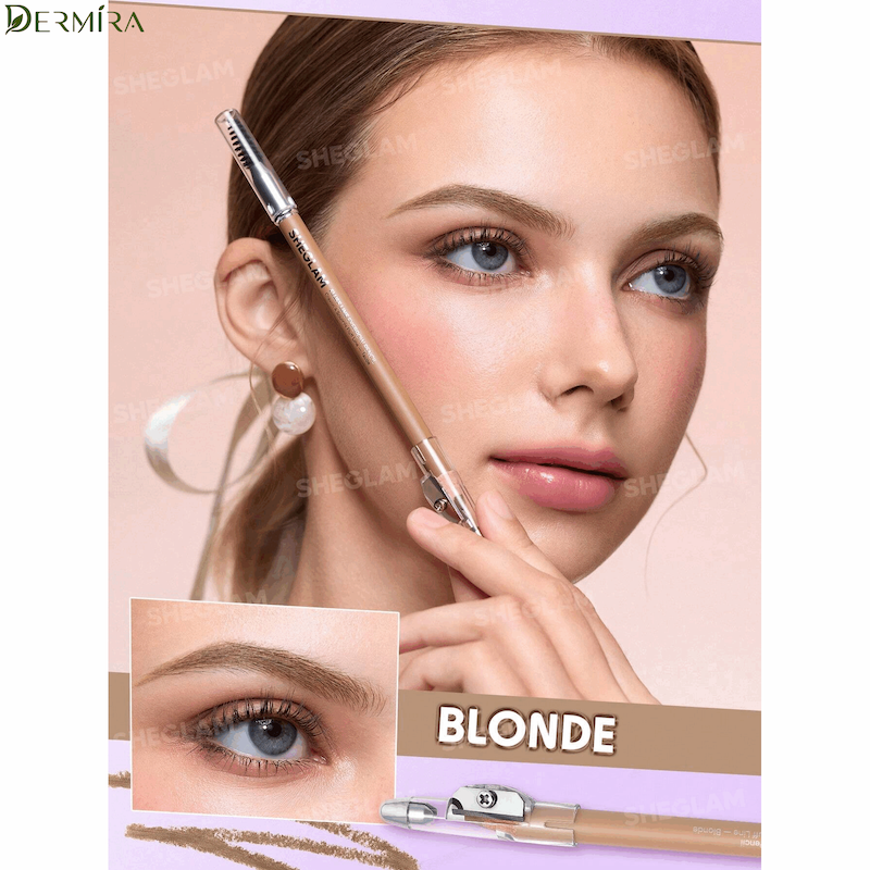 مدل با مداد ابرو شیگلم Fluff Line رنگ Blonde