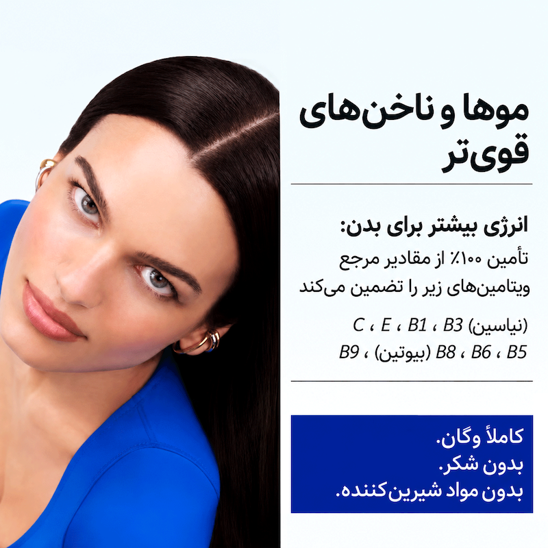 اینفوگرافیک تاثیر قرص جوشان فیتوفانر بر مو و ناخن