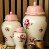 جینجرجار سرامیکی طرح رز صورتی
