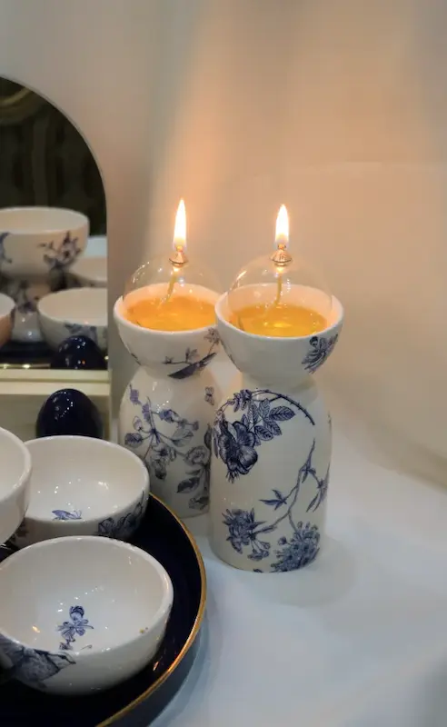 جا شمعی سرامیکی طرح گنجشک آبی