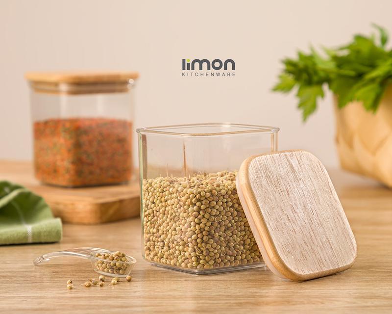 بانکه ادویه سارینا درب چوبی سایز 3 لیمون