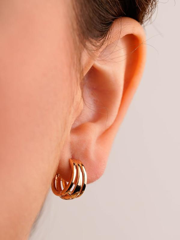 گوشواره حلقه ساده سه لاینی