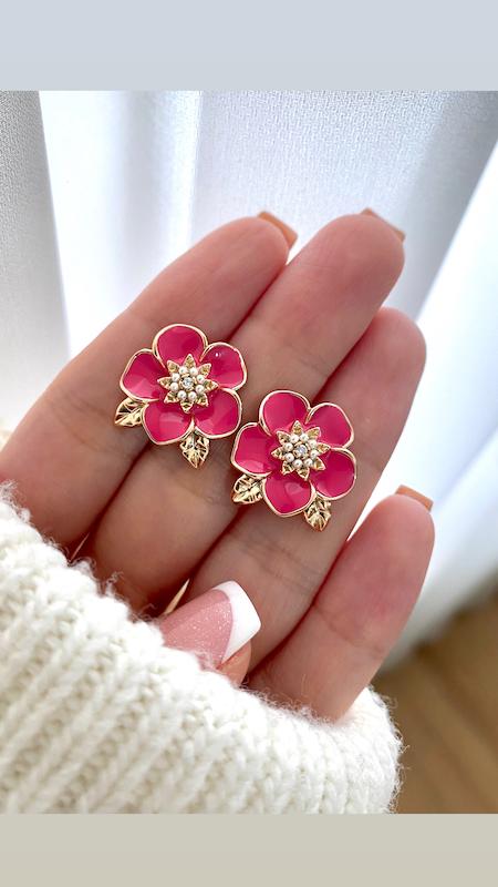 گوشواره فلاور میناکاری ژوپینگ 